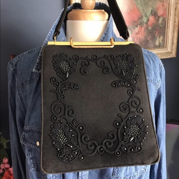 Vintage Jerry Moss Handbags - 1950's Vntg Jerry Moss Original Blk Frame Handbag